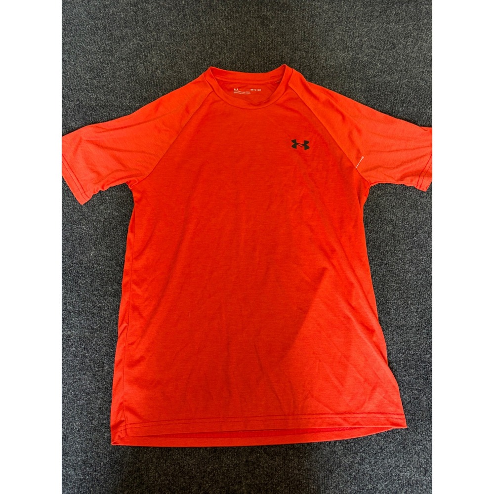 Under Armour Mens Tech Short Sleeve Shirt Orange Loose Fit Gym Tee Small